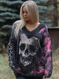 Women's Vintage Halloween Skull Knit Sweater elevenforest