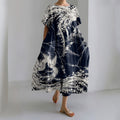 Comstylish Women's Japanese Art Print Short Sleeve Loose Midi Dress