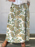 Elegant Line Plants Printed Women's Casual Cotton And Linen