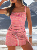 Ripple Art Print Square Neck Tankini Set