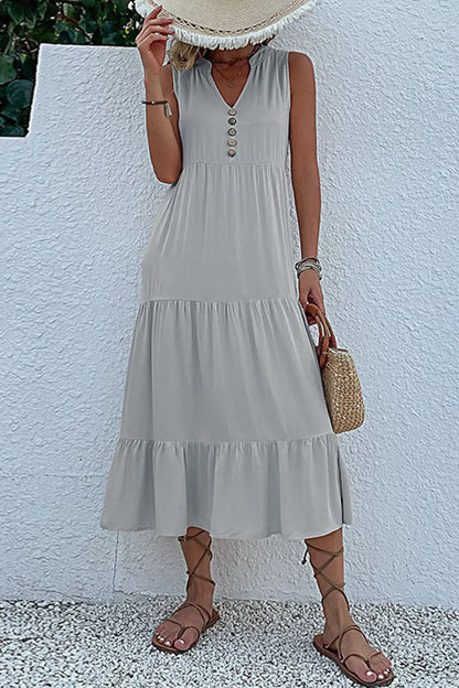 Simplicity Flounce V Neck Vest Dress Dresses