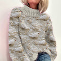 Comstylish Christmas Winter Bird Embroidery Knitted Turtleneck Sweater
