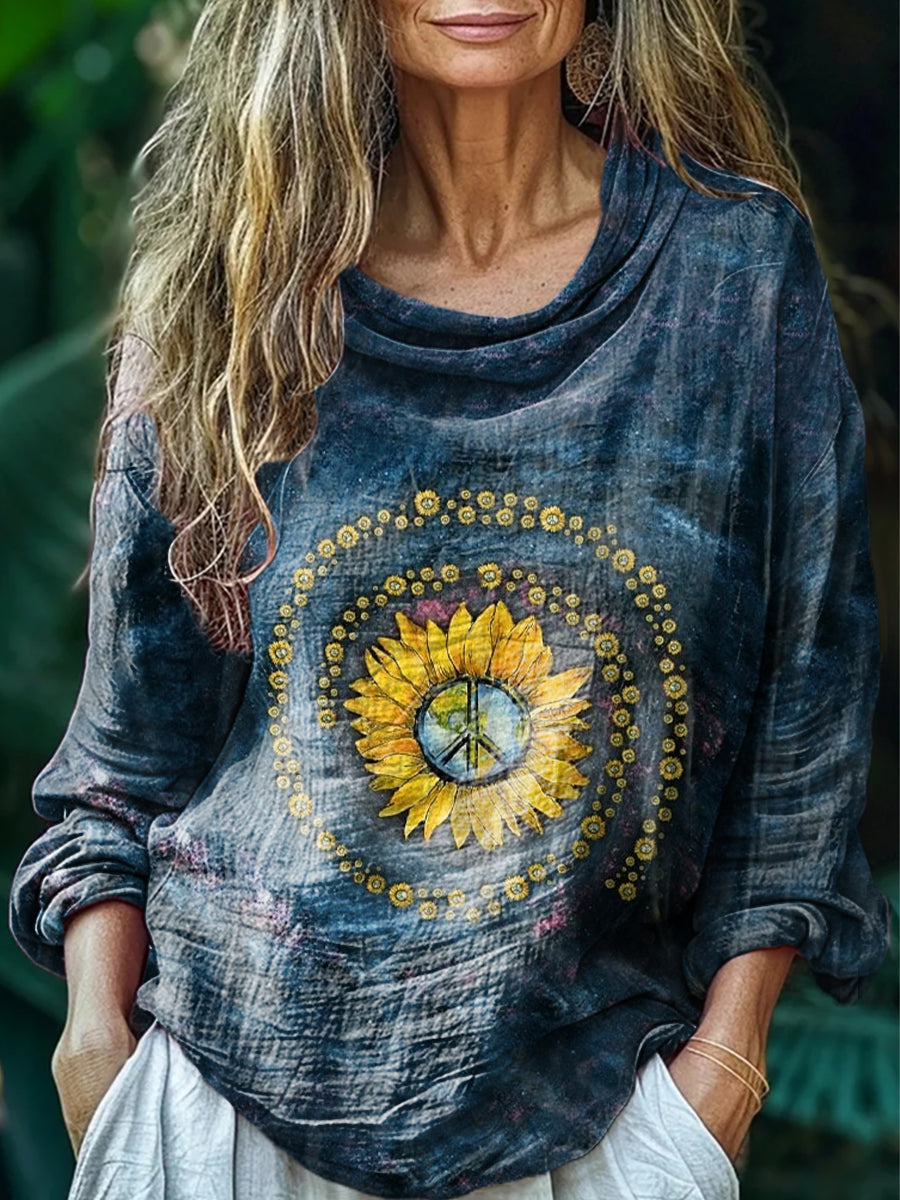 Women's Hippie Tie Dye Art Print Casual Long Sleeve Comfortable Cotton