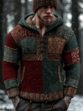 Men's Retro Geometric Design Winter Warm Hooded Knitted Sweater elevenforest