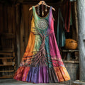 Vintage Life Of Tree Celtic Multicolour Tribal Art Comfy Tank Dress elevenforest
