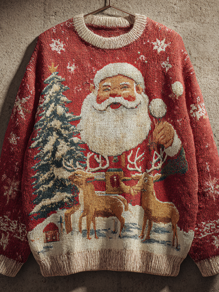 Men's Christmas Retro Round Neck Knit Sweater artswardrobe