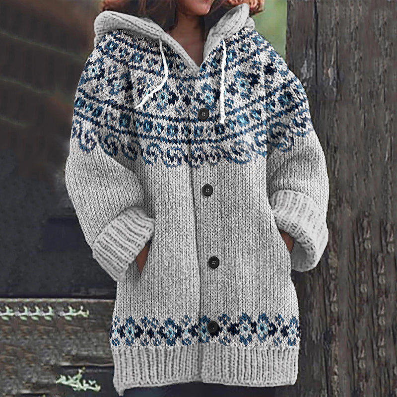 Vintage Icelandic Knit Jacquard Warmth Print Women's Sweater elevenforest