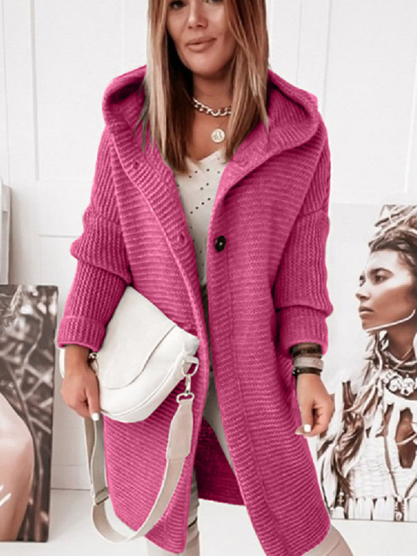 ’s Loose Hooded Sweater Cardigan Sweater