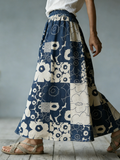 Comstylish Japanese Art Retro Patchwork Design Printed Women's Half-length Dress