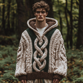 Men's Vintage Celtic Knot Knit Cozy Hooded Sweater elevenforest