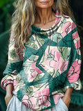 Women's Floral Pattern Art Print Casual Comfort Cotton Shirt