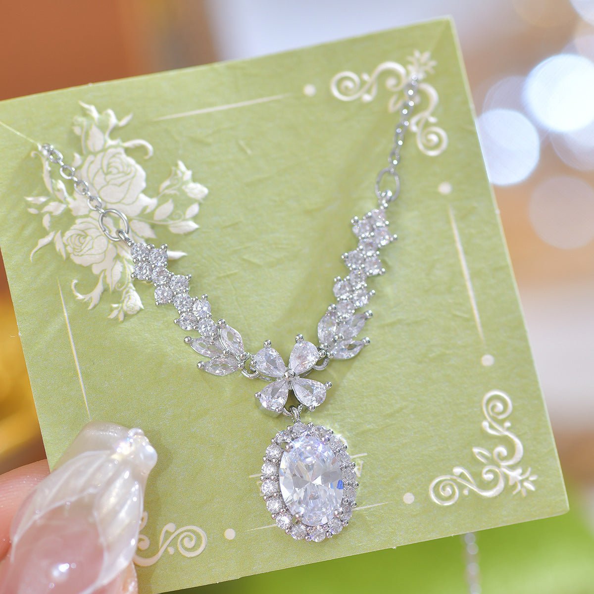 Baroque Crystal Laurel Necklace