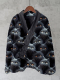 Cute Black Cats Felt Art Cozy Fleece Kimono Cardigan