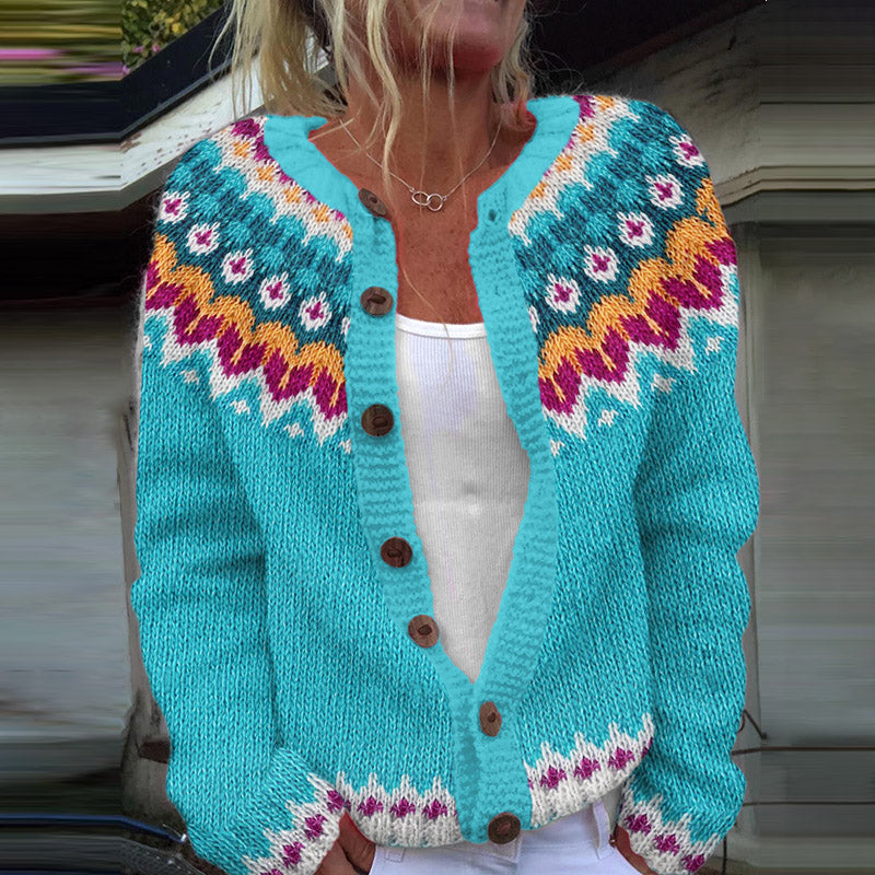 Vintage Icelandic Tribal Style Knitted Warm Women's Sweater elevenforest