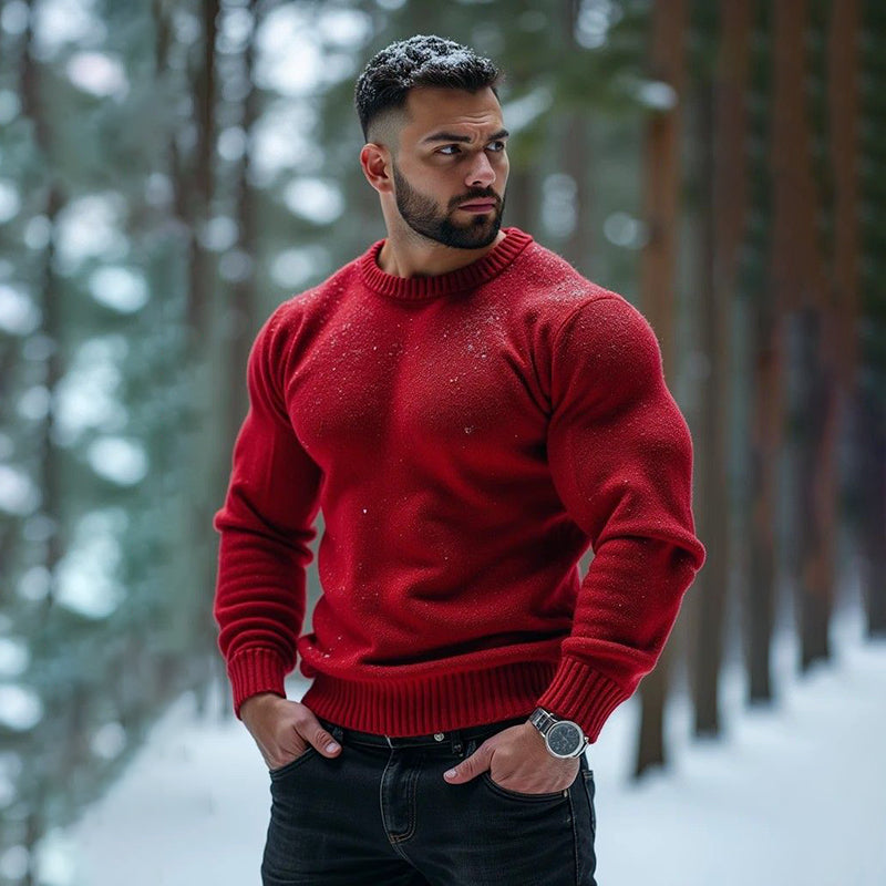 Comstylish Men's Vintage Christmas Jacquard Icelandic Art Cozy Knit Sweater