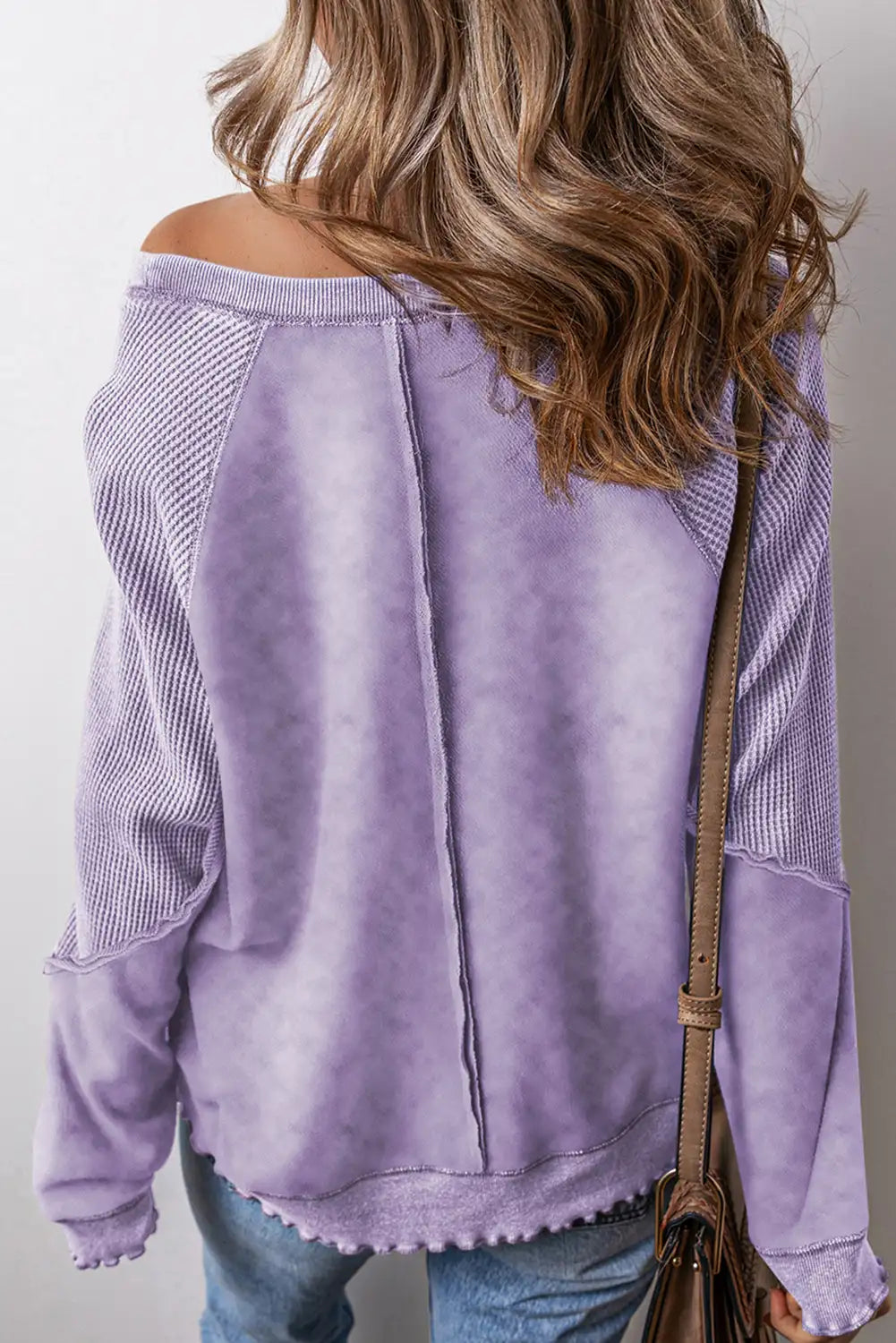 Orchid Petal Patchwork Frilled Sweatshirt