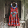 Women's Independence Day Floral Pattern Cotton And Linen Dress elevenforest