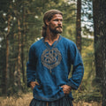 Men's Vintage Viking Celtic Art  Linen Shirt elevenforest