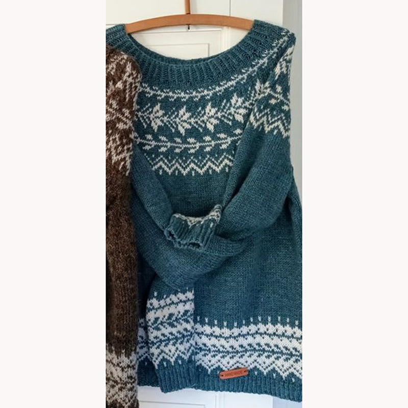 Vintage Tribal Iceland Pattern Warm Round Sleeve Comfy Sweater elevenforest