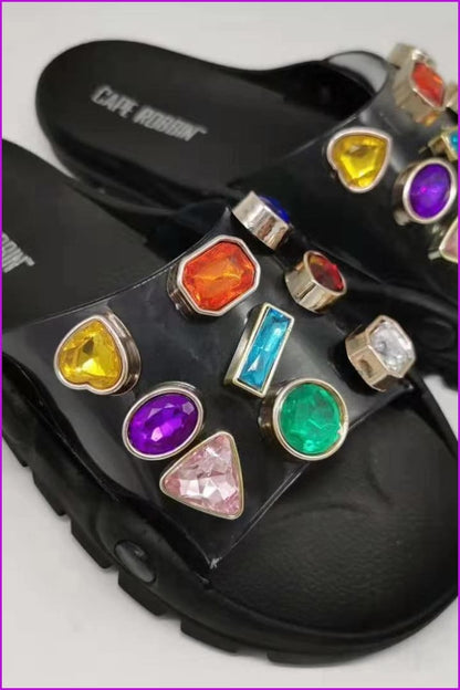4 Colors Crystal Slippers Sandles F165