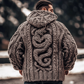 Men's  Dragon Viking Celtic Chunky Knit Hooded Sweater elevenforest