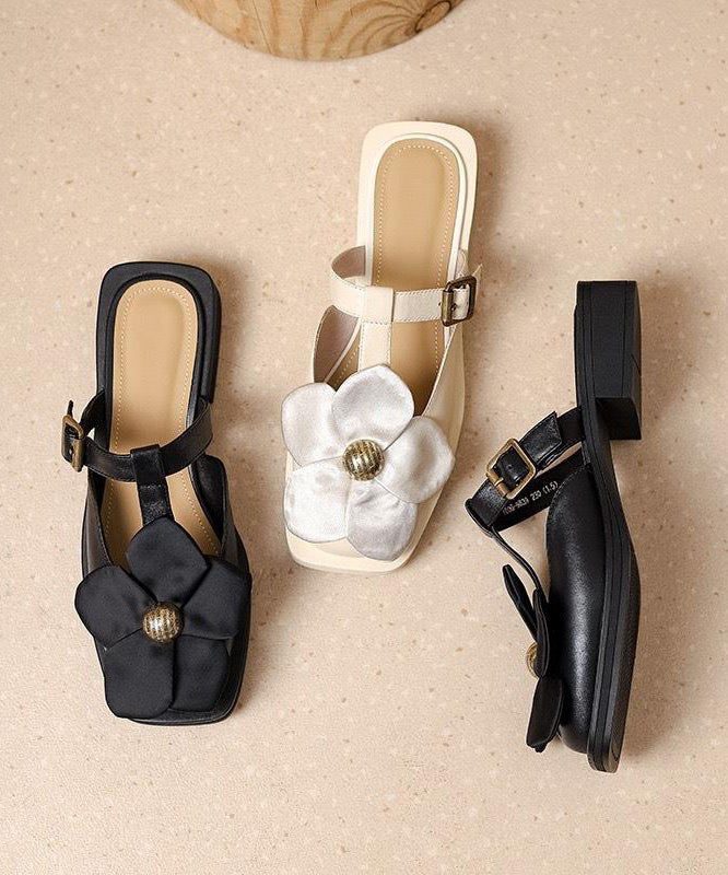 Classy Beige Splicing Hollow Out Slide Sandals Aa043