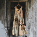 Vintage Floral Art Print Linen Blend Tank Dress elevenforest