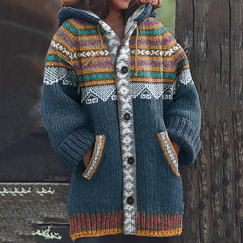 Vintage Geometric Diamond Print Women's Sweater elevenforest