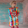 Comstylish Women's Abstract Color Block Plaid Joker Print Mini Dress