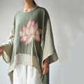 Vintage Classy Lotus Art Linen Blend Tunic elevenforest