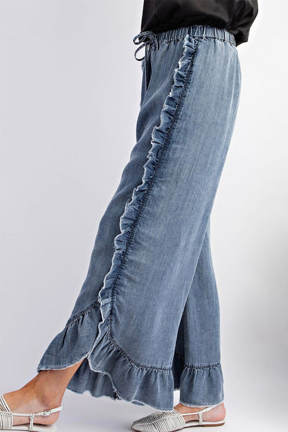 Frenulum Flounce High Waist Loose Denim Jeans