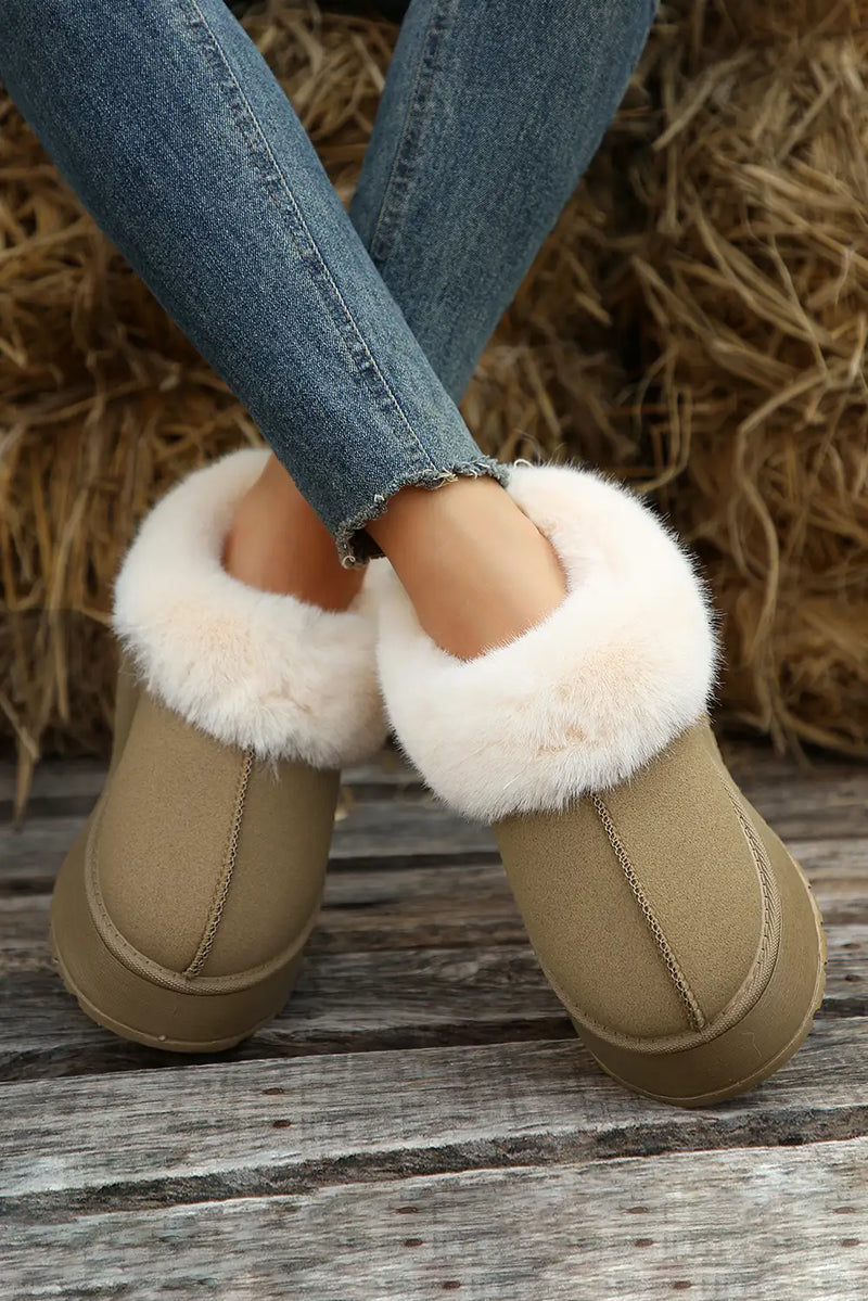 Sage Plush Suede Snow Boots