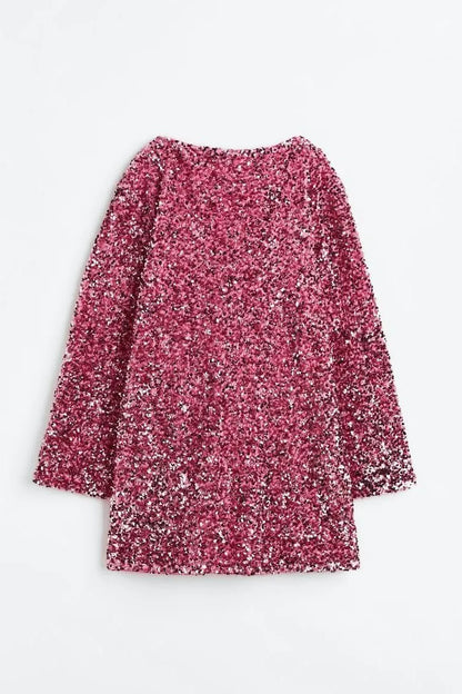 Coral Sequins Tie-back Mini Dress