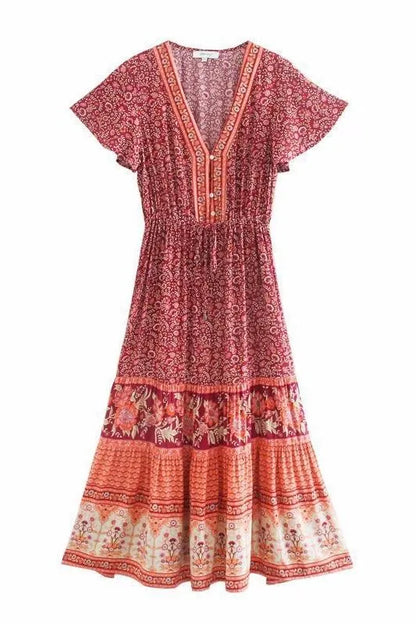 Ellie Printed V-neck Midi Dress