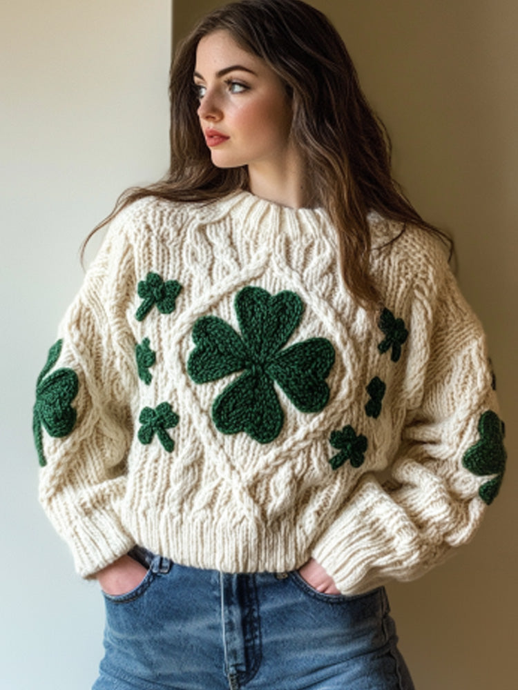 Women's Casual Vintage St. Patrick's Day Knit Sweater elevenforest