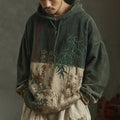 Men's Japanese Bamboo Embroidery Art Patchwork Hooded Sweatshirt elevenforest