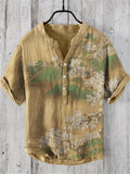 Cherry Blossom Mountains Landscape Japanese Art Linen Blend Shirt elevenforest