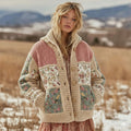 Women's Floral Patchwork Comfortable Hooded Knitted Sweater elevenforest