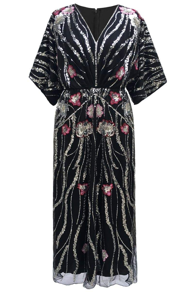 Nina Embroidered Sequins Maxi Dress