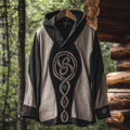 Men's Viking Vintage Celtic Long Sleeve Button-down Hooded Shirt elevenforest