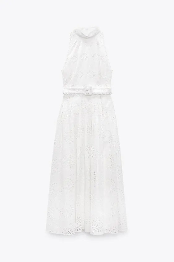 Eleanor Embroidered Sleeveless Midi Dress