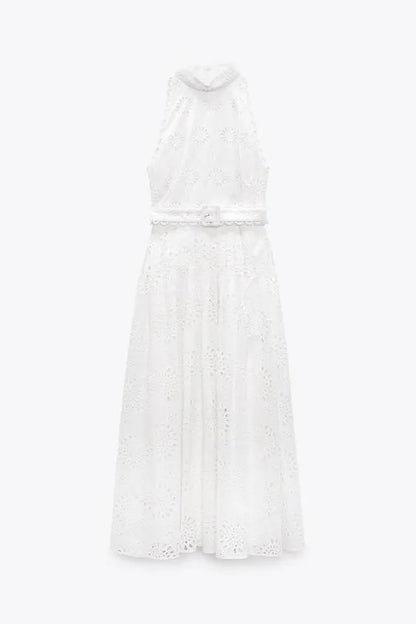 Eleanor Embroidered Sleeveless Midi Dress