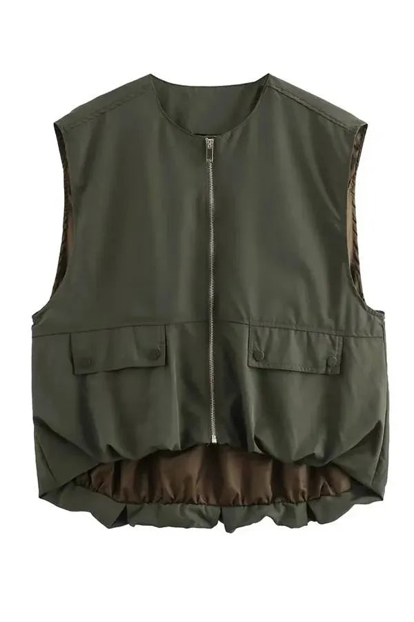 Fashionable Loose Sleeveless Pocket Vest