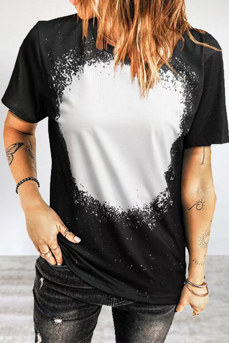 Print Patchwork O Neck T-shirts(6 Colors)