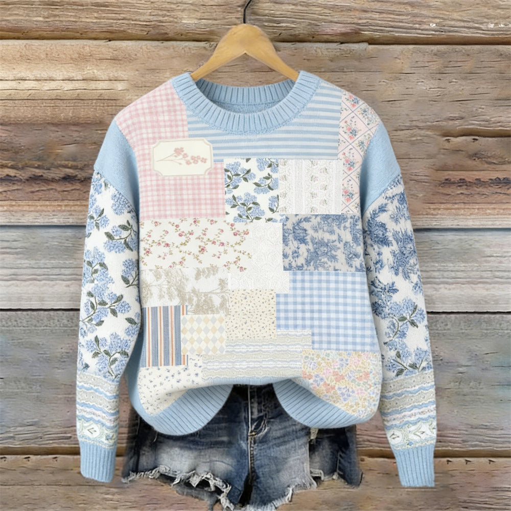 Vintage Boho Floral Art Women's Casual Sweater elevenforest