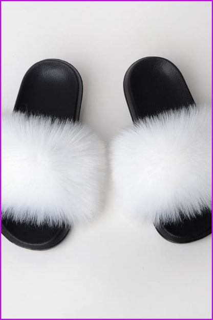 {5-7 Days Wait for Make} New Color Faux Fox Fur Slides F602