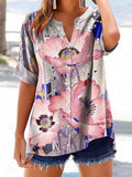 Women's Floral Pattern Art Print Cotton Linen Casual Shirt