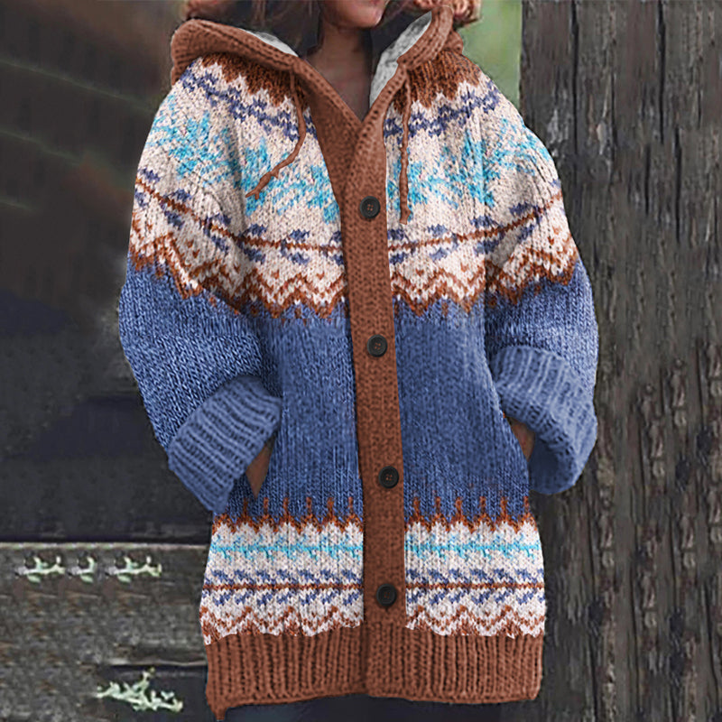 Vintage Iceland Snowflake Knitted Warm Women's Sweater Jacket elevenforest