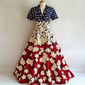 Women's Independence Day Flag And Floral Art Short Sleeve Dress elevenforest