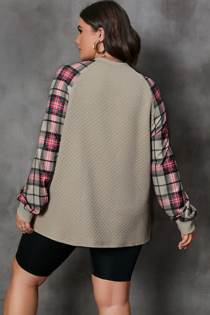 Apricot Plaid Raglan Sweatshirt